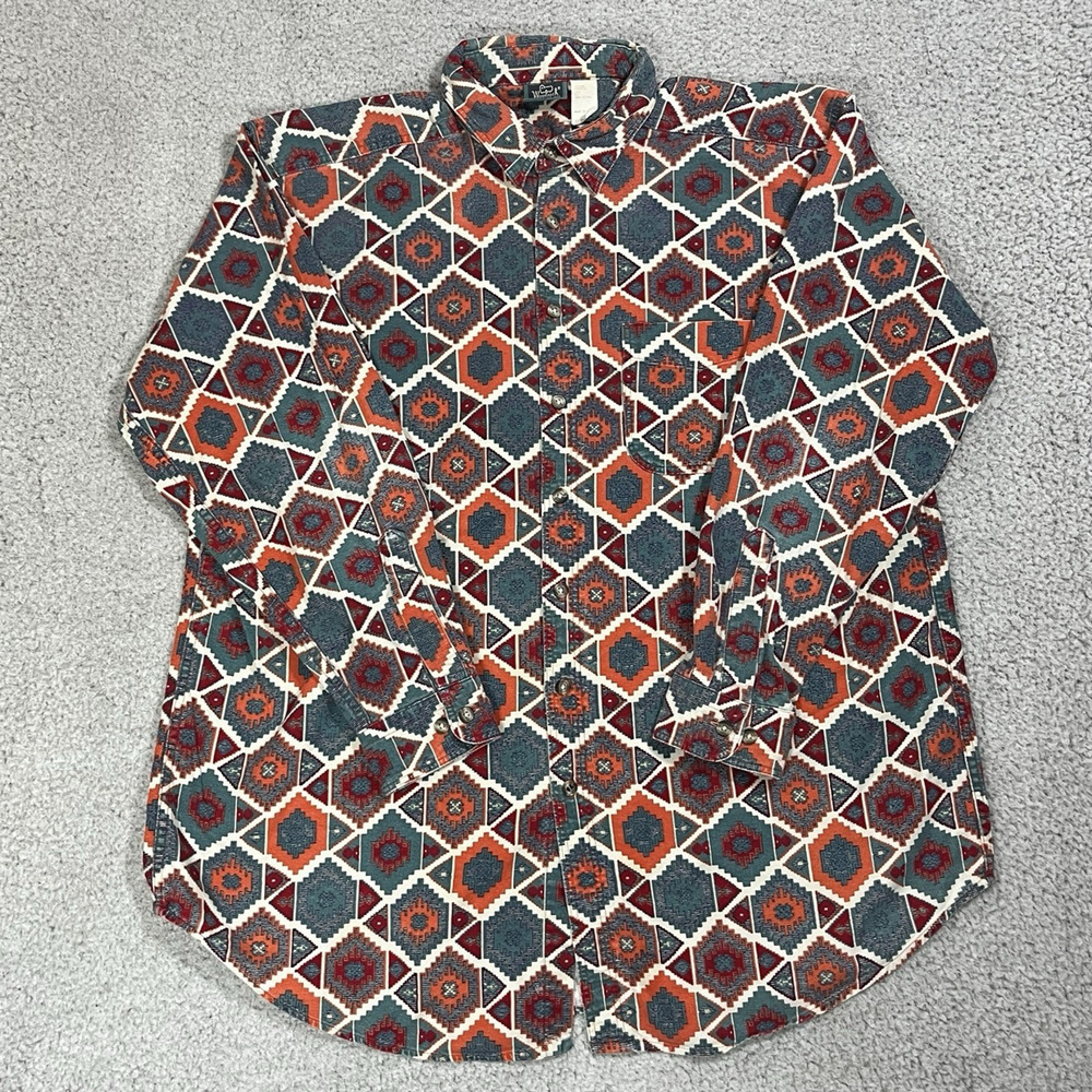Vintage Woolrich Shirt Mens XL Aztec Flannel Southwestern Button USA Geometric